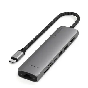 Satechi 7 in 1 USB C Hub Multiport Adapter with Ethernet, HDMI 4K@60Hz, 100W PD Charging, 2X USB-A Data Ports, Micro/SD Card Readers for MacBook Air/Pro/Neo, iPad Air/Pro, Windows