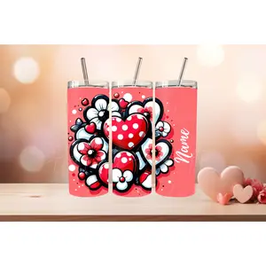 Hearts insulated tumbler, St.Valentine's gift tumbler, St Valentine's tumbler - Laser engraved name option