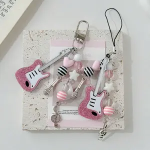 Creative And Versatile Pink Violin, Black And White Guitar, Y2k Keychain, Personalized Bag Decoration, Hanging Chain
