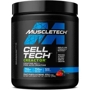 Cell-Tech Creactor - Creatine HCl Formula - Muscle Builder for Men & Women - Creatine HCl + Free-Acid Creatine Supplements - Fruit Punch Extreme, 120 Servings
