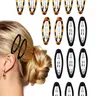 16pcs Hair Metal Barrettes for Women, Oval Large Barrettes, Small Snap Hair Clips, Flat Non Slip Large Hair Clips, & Tortoise, Hair Style Accessory