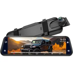 2.5K Mirror Dash Cam with &,10" Rear View Mirror Camera for / with Voice Control/ 64GB Card/ Screen/Parking /Reverse Assist/Dual Loop Record/WDR Tech