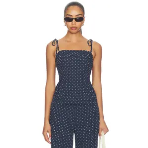 MORE TO COME Chantelle Top in Navy & White Dot