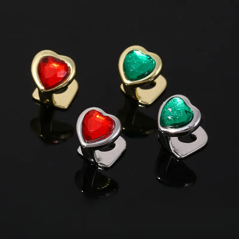 Unisex Golden Red Heart Braces Teeth Accessories, 5-Pcs Hip-Hop Rap Style Charms for Stylish Personality Look (Costume Jewelry & Fashion Accessory)