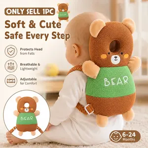 1pc brown teddy bear anti-collision backpack, outdoor home teaching supplies protective gear, with horizontal strap to secure the cute teddy bear backpack, breathable anti-fall pad for summer used as early education materials for walking practice