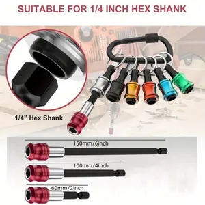 6PCS Bit Holders 1/4 Socket and 3pcs Magnetic Drill Screwdriver Bit Extension Set, Hex Shank Screwdriver Bit Holder for Impact Driver Drill Bit Keychain Extension Bar Quick Release Easy Change, Screwdriver Bit Holders for Tools, Car Interior Accessories s