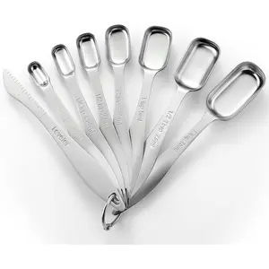 Stainless Steel Measuring Spoons Set of 8 with Leveler, Metal Teaspoon & Tablespoon Measuring Spoons for Dry & Liquid Ingredients, Fits in  Jars - Kitchen Gadgets For Baking & Cooking