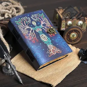 Blank Spell Book Of Shadows Journal With Lock Clasp Prop Vintage Handmade Leather Diary Embossed Prayer Pagan Antique Witchcraft Wiccan Notebook Daily 7 X 5 Inches