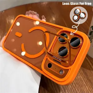 Transparent Bracket Holder For Magsafe Phone Case For iPhone 17Air 17 16 15 14 13 12 Pro Max Plus Shockproof Cover For iPhone Air
