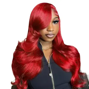 Hot Star Hot Red Colored Wig Human Hair 13x6 Body Wave and Straight HD Tramsparent Lace Front Wigs Human Hair Pre Plucked with Baby Hair 180% Density Real Hair Wigs for Women