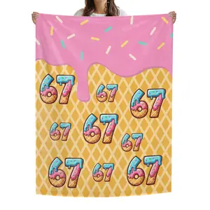 Mason 67 ICES Creams Cute Meme Six Seven Throw Blanket Throw Blankets Funny Throw Blanket for Women