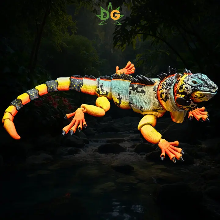 3D Printed Realistic Flexi Iguana Action Figure, Durable Joints Collectible Toy for Birthdays, House Decoration & Display