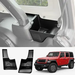 Wheel Well Storage Bin Fit for 2024+ Jeep Wrangler JL JLU 4XE Rear Trunk Side Storage Box Cargo Organizer Cargo Tray for Wrangler JL 4dr Accessories(24+ Trunk Organizer, Not Gladiator)