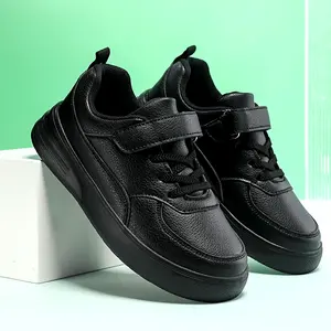 Classic Black Sneakers Comfortable Non-Slip All-Season Shoes with Easy Hook-and-Loop Fastener Durable EVA Sole for Everyday Use