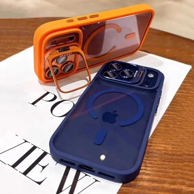 MagSafe Magnetic Shockproof TPU Cover with Kickstand (Candy Orange) for iPhone 17 Air,17,16,15,14,13,12 Pro Max Plus - Official Cellphone Protection Casing Accessory, Phone Accessory, Accessories