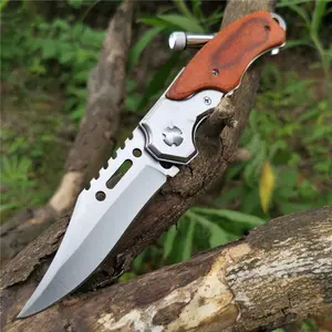 Folding Knife Wood Handle 8CR13MOV 80mm Blade Pocket EDC Tactical Knive Good for Hunting Camping Survival Outdoor Everyday Carry slim pocket Stainless Steel Tool