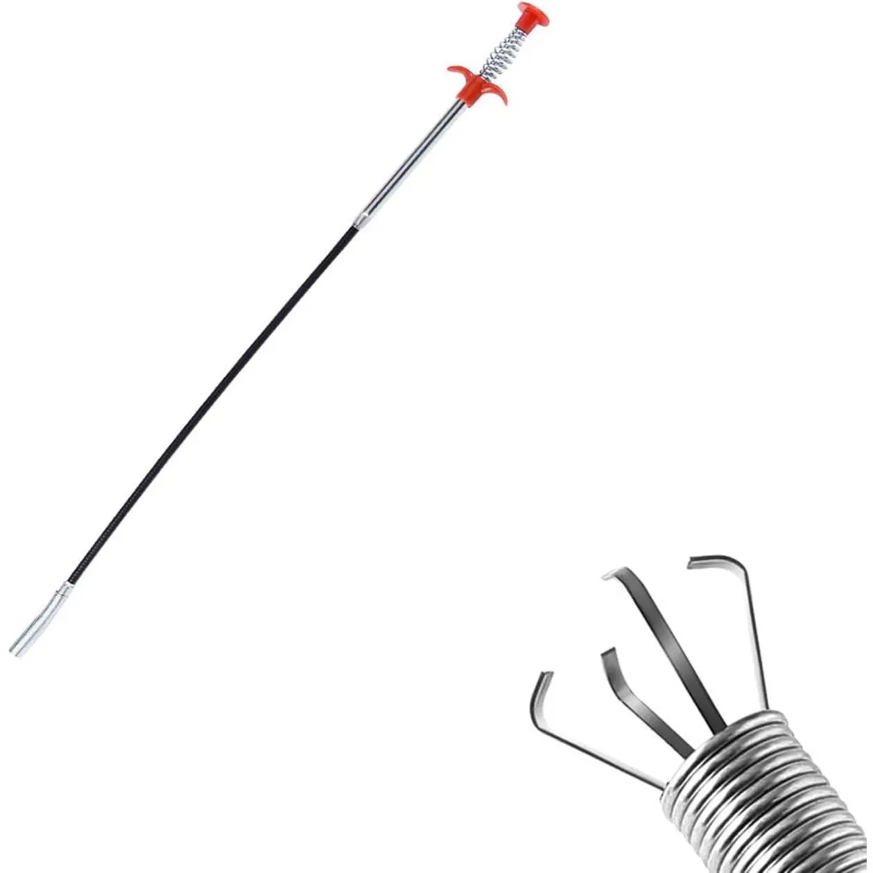 Flexible Grabber Claw Pick Up Reacher Tool with 4 Claws, Plumbing Grabber, Bendable Hose Pickup Reaching Assist Tool for Litter Pick,  Sink, Drains, Toilet (24 Inch)