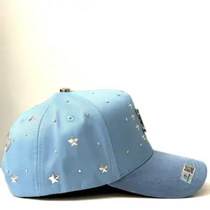 Studded Baseball Cap - Light Blue, Adjustable Fit, Suitable for All Seasons, Ideal for Casual Wear