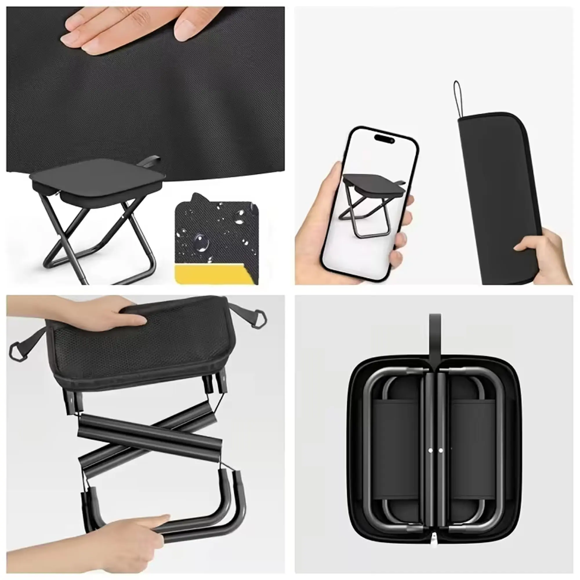 Portable Folding Camping Chair - No Assembly Needed, Durable Steel Frame, Oxford Cloth, Lightweight Pack, Compact Fold for Outdoor Camping, Picnic, Portable Folding Chair