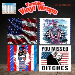 Tumbler Vinyl Wraps 20oz Straight 4-Piece Bundle - No Heat Needed, Ideal for Everyday Use, Versatile Designs for Various Items