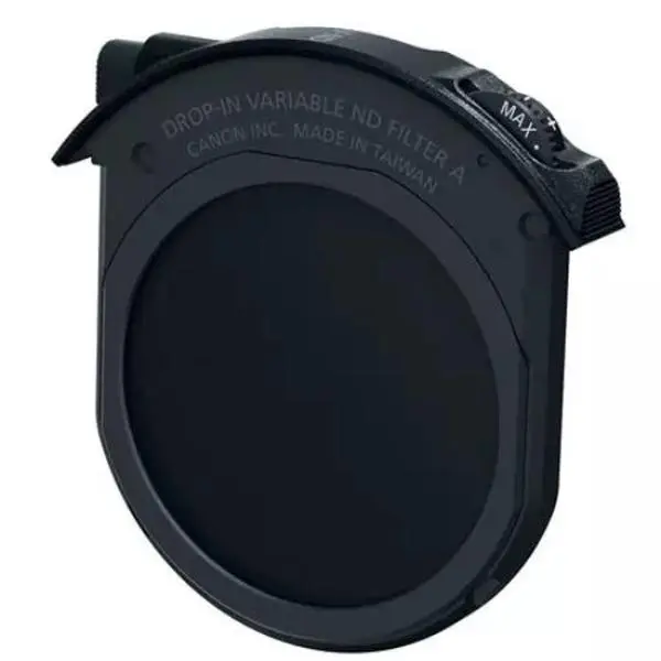 Canon Drop-in Variable ND Filter A - Adjustable Camera Lens Accessory for Photographers, Integrated Wheel, Select RF Lenses/Fisheye Compatibility, Holder Mount, 1.5 to 9 Stops, Helps Control Motion Blur, Depth of Field Control, Manufacturer Warranty