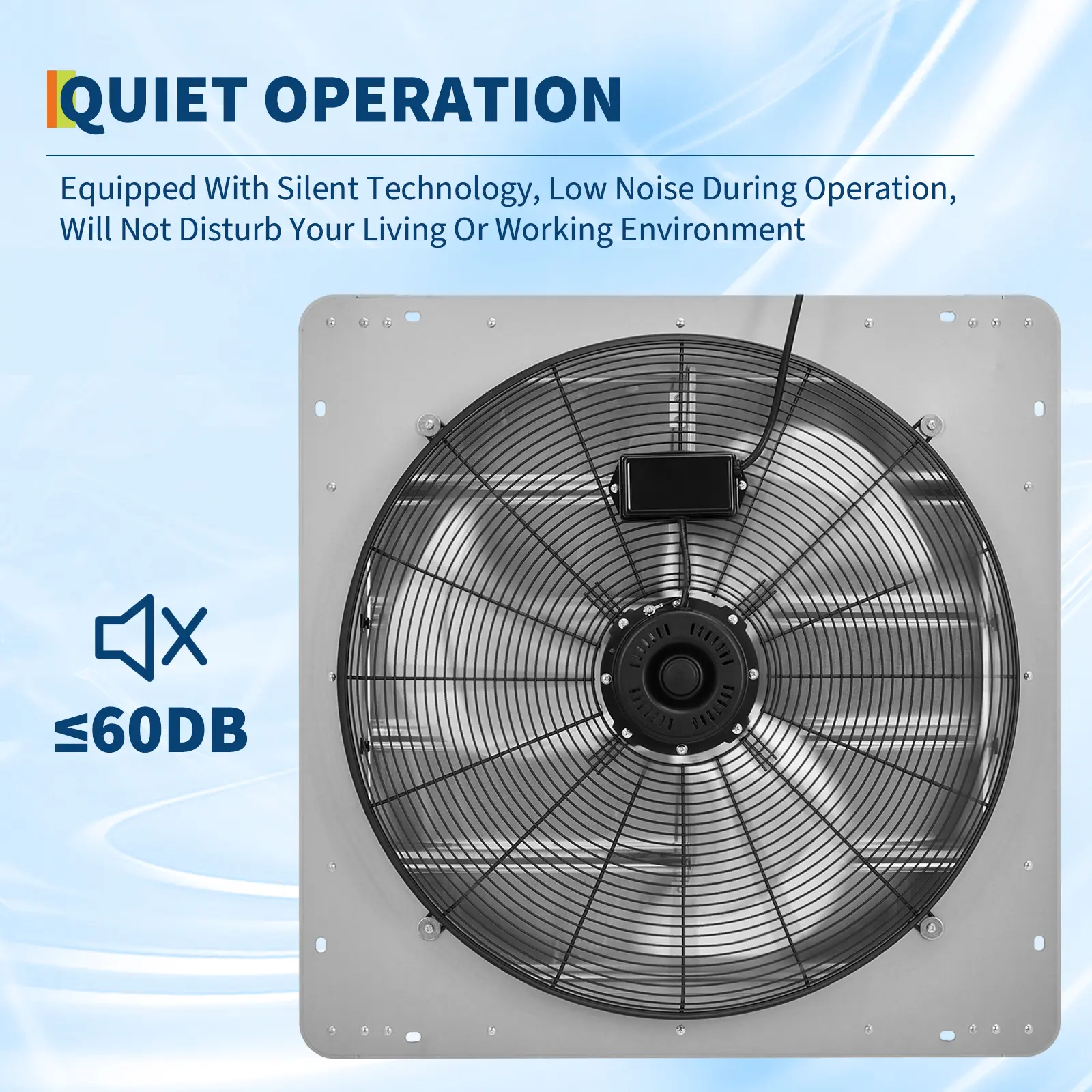 Garvee Upgraded-High Airflow Industrial Wall Mounted Exhaust Fan 24 Inch Shutter Ventilation 3500 CFM, Quiet 150W Motor, Automatic Rust-Proof Aluminum Shutters & Blades Plug-In 5ft Cord For Garage, Greenhouse, Workshop, Commercial Spaces