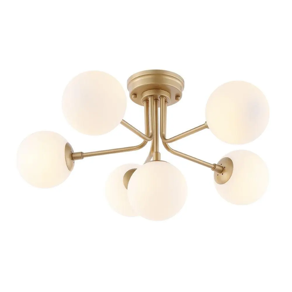 JONATHAN Y Olivier Globe Modern Industrial Iron Bistro LED Semi Flush Mount; for Living Room, Bedroom, Kitchen, Office