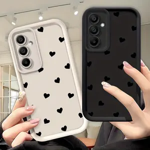 Fashionable and Minimalist Black Heart-shaped Sky Eye Ladder Case for Samsung Galaxy S24 Plus S25 S23 S22 S21 Ultra FE S24+ Patterned Soft TPU Full Camera lens Protection Rugged Phone Cover Gift 2D printing Smartphone Protective