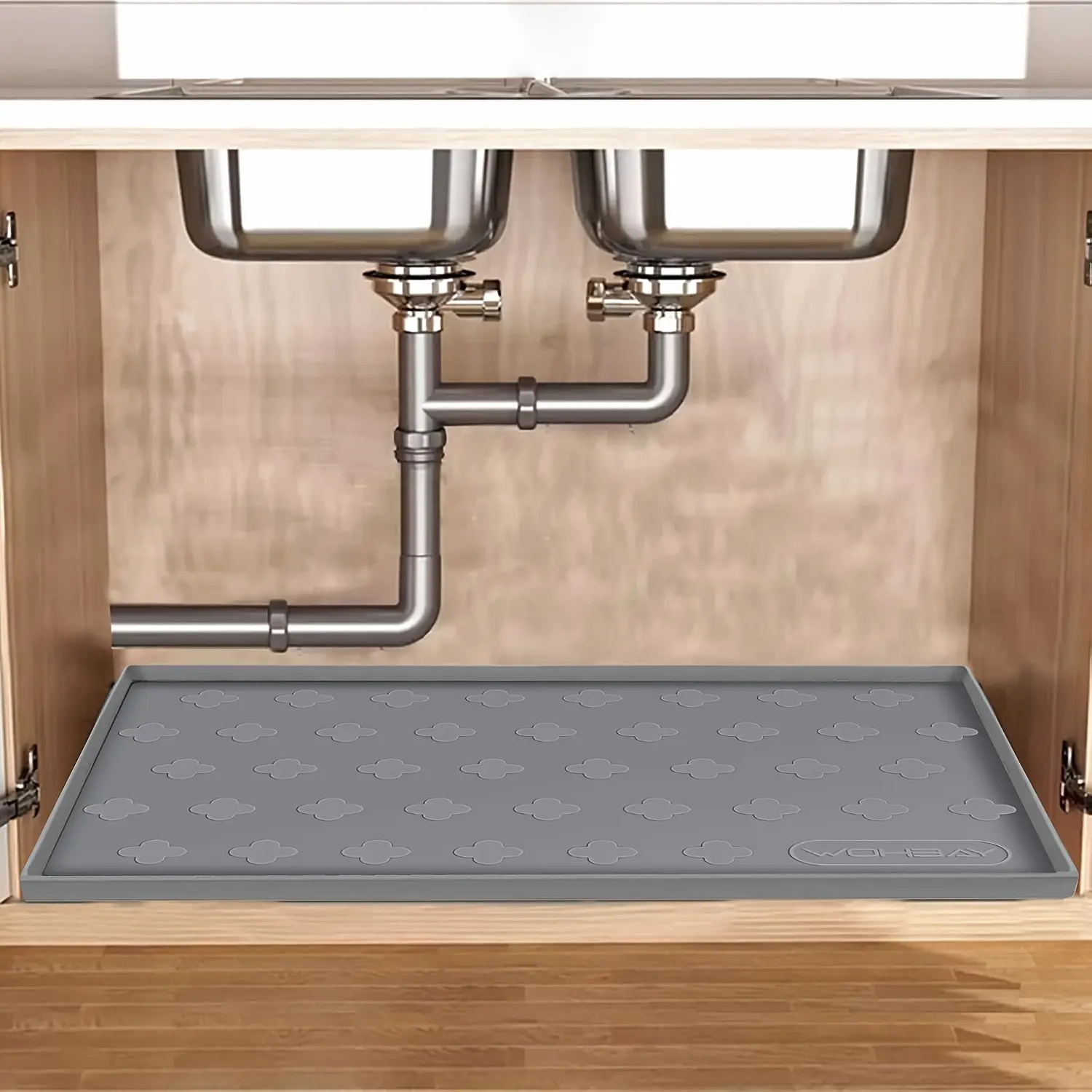 Waterproof Under Sink Mat 34" X 22", Kitchen Cabinet Liner And Drawer Shelf Liners, Protectors for Kitchen Organizers And Storage, Silicone Mat Boot Tray