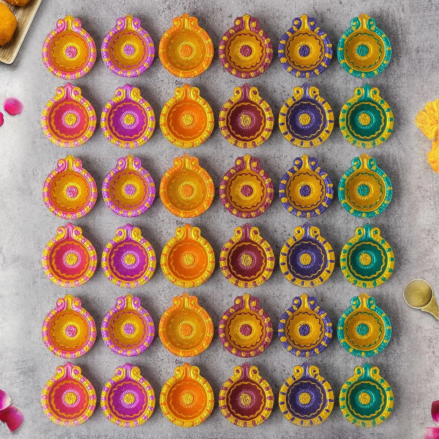 Pack of 36 Clay Diyas with Cotton Wicks Earthen Lamp for Diwali Navratri Dussehra Pooja Home Mandir Decor Diwali Gifts Party Favors