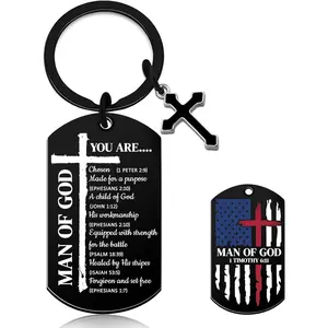 Christian Gifts for Men Bible Verse Keychain for Men Cross Keychain Man of God Gifts Catholic for Men Christian Keychain Religious Cross Key Chain Faith Based Gift for Men Husband Dad Grandpa Brother