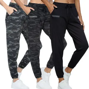Women's Springtok Sports Solid Color Camouflage Floral Fabric Fitted Machine Washable Back To School Joggers with Deep Pockets and Elastic Cuffs