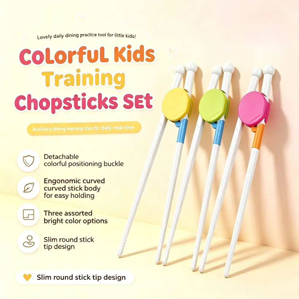 6 pairs Kids Training Chopsticks, Learning Chopsticks for Beginner, Detachable Positioning Buckle Chopstick, Children Tableware for Right Left Hand Use