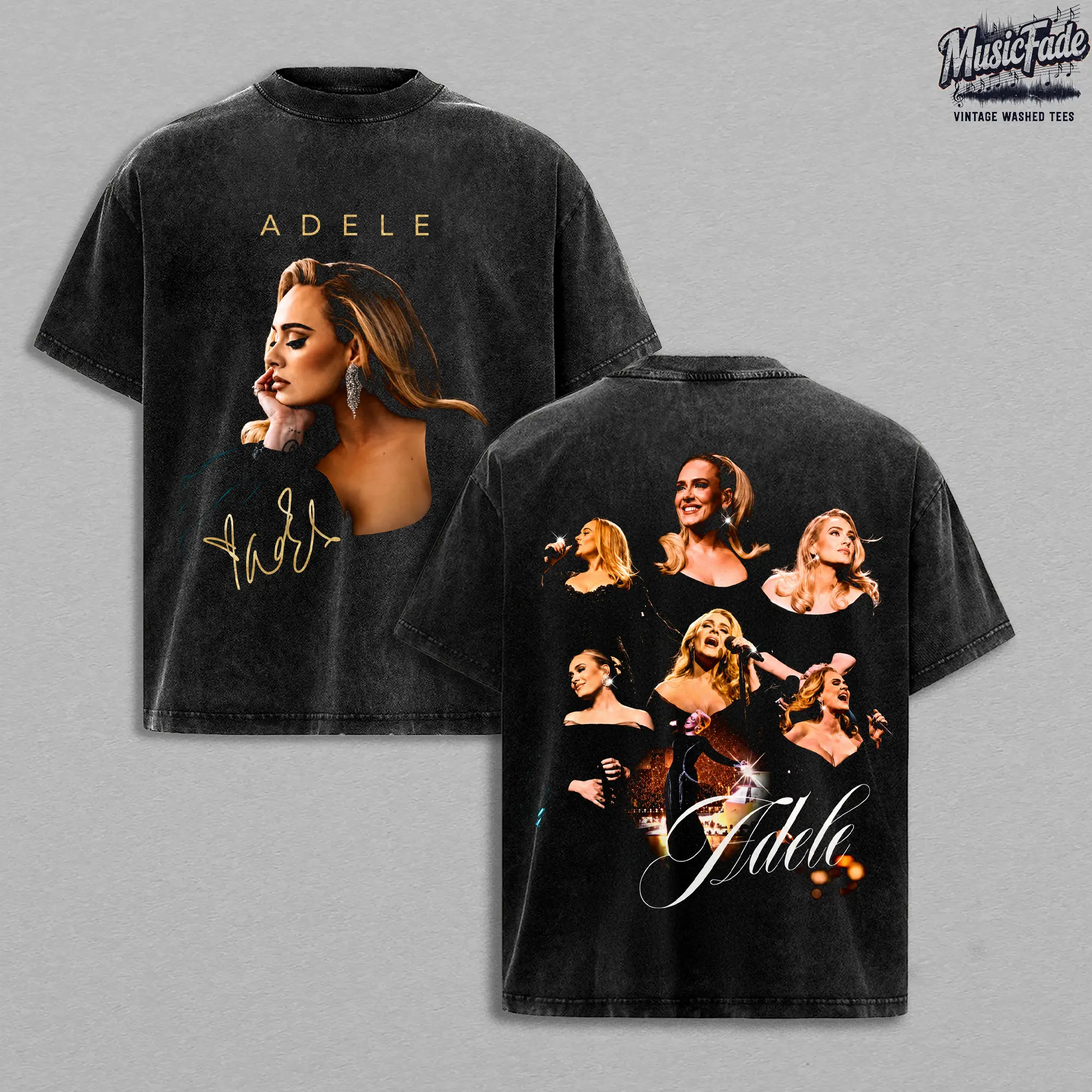 Adele Vintage Washed Oversized T-Shirt, Signature Portrait Graphic Tee, Double Sided Heavyweight Cotton Acid Wash Soul Pop Music Shirt, Retro Concert Aesthetic Streetwear, Unisex Adele Fan Merch Gift Tee