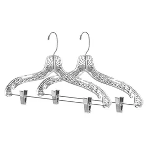 Whitmor Adjustable Plastic Suit Hanger with Swivel Hook - Clear, Pack of 2, Home Organizer for Clothes Hanging