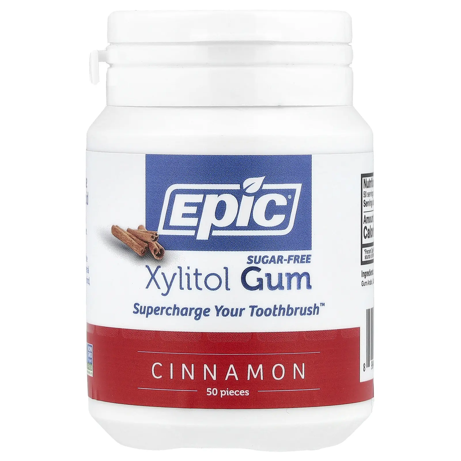 Epic Dental Xylitol Gum, Cinnamon, 50 Pieces