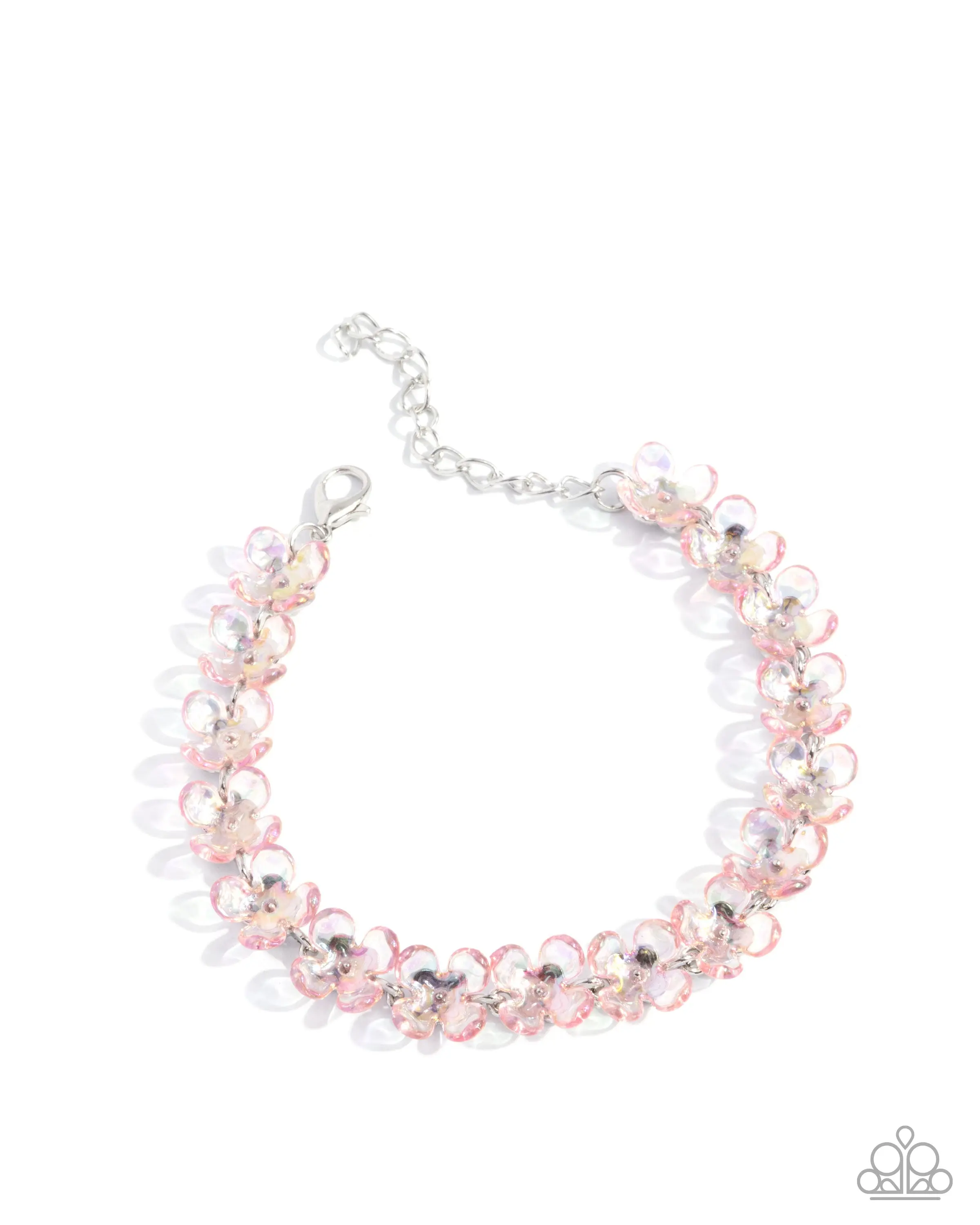 Floral First - Pink Iridescent Acrylic Flower Bracelet - Paparazzi