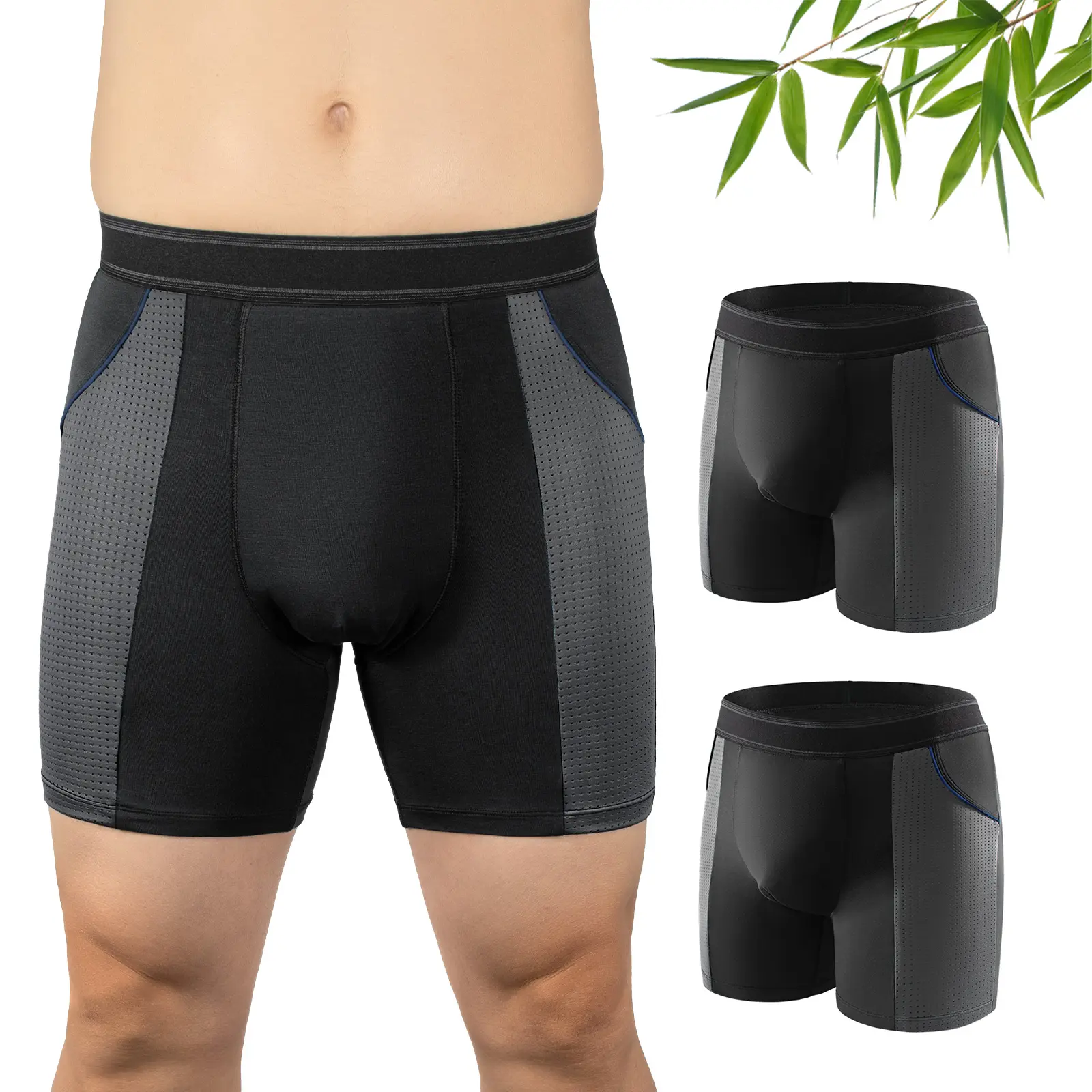 CARER Men's Washable Incontinence Briefs 2-Pack, 80ml Leak-Proof Activewear Underwear, Odor Control
