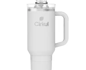 Cirkul 40oz All-Day StrawSip Double-Wall Insulated Stainless Steel Tumbler with Handle, Fog (Light Gray)