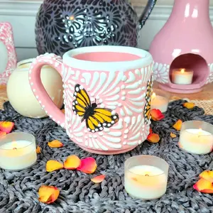 Talavera Original Butterfly Mug 15oz Reusable Washable Pieces Handcrafted Ceramic Drinkware Made in Mexico kitchen home decor birthday gift for her Coffee Cup Handmade Mom