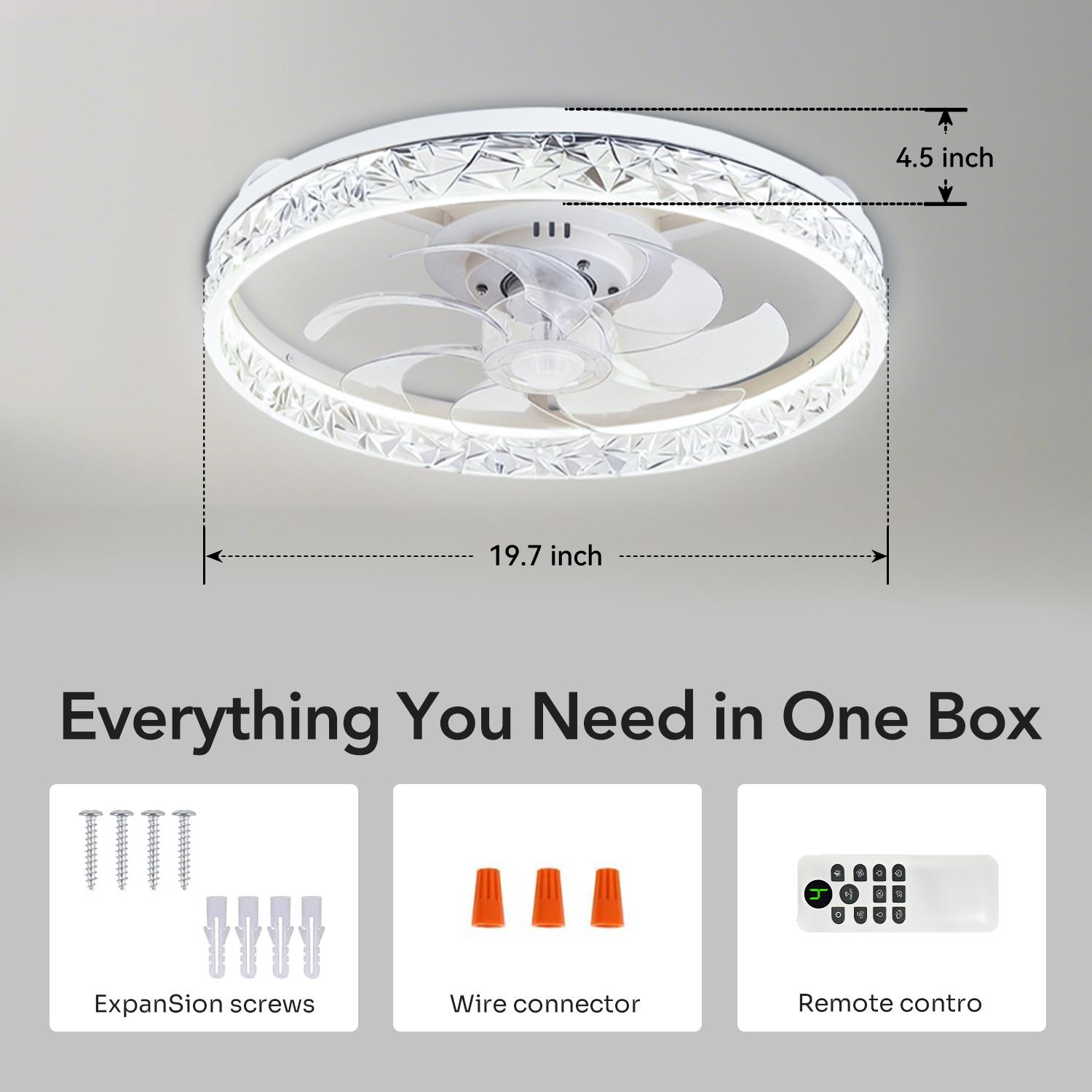 GALENTAL Cristais Multifunctional Ceiling Fan with Light, Remote Control/APP, 6 Wind Speeds, Timing Function, Reversible DC Motor, Adjustable Brightness & 3 Color Temperatures, Low Noise for Living Room, Bedroom, Study