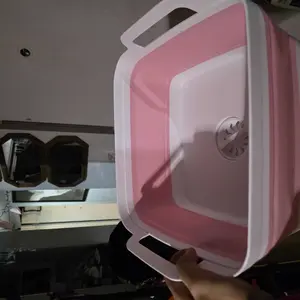 Collapsible Dish Basin with Drain Plug, 1-Count 9 L Space-Saving Multi-Purpose Collapsible Dishwashing Tub, Kitchen Storage Bucket for Indoor or Outdoor Use, Basin Container