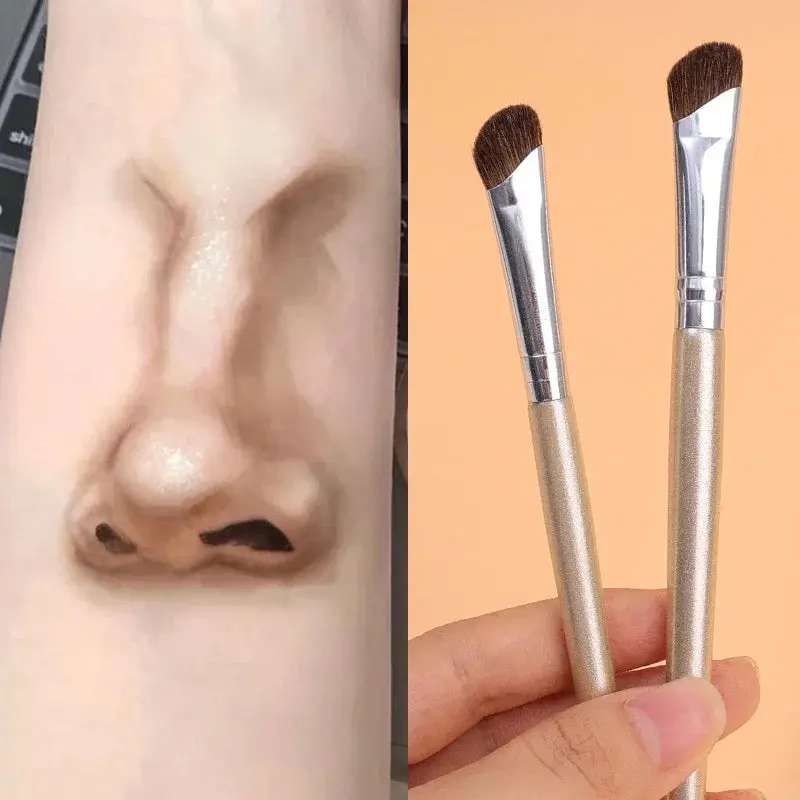 Nova Glam Essentials Flat Angled Nose Contour Brush - Premium Horsehair & Synthetic Bristles for Precision Sculpting & Cruelty-Free Eco-Friendly Design