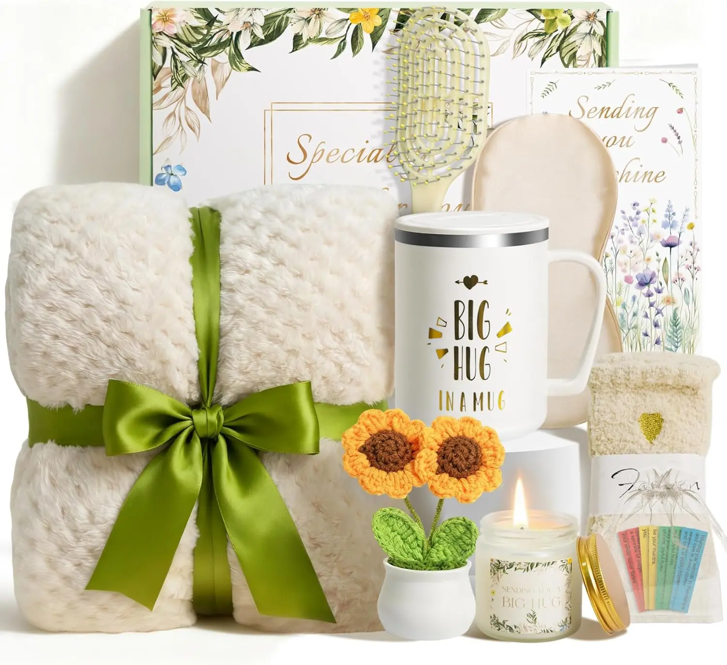 Gift Baskets for Women with Bed Throw Self Care Package Get Well Soon Birthday Unique Gift Basket Sympathy Sunshine Large Thank You Gifts Box for Girl friends, Christmas Gifts for Sister Her Wife Mom