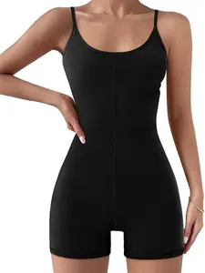 Womens Sexy Unitard Bodysuit Workout Rompers One Piece Summer Outfits Shorts Jumpsuits Gym Yoga Fashion Clothes 2024