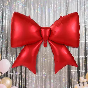 2-Pack Large Bow Balloons | Elegant Party Decor | Shiny Red | Perfect for Birthday, Wedding, Engagement | Backdrop, Centerpiece, Table Setting | Party Decor, Event Decoration | Delicate Bow Shape | Smooth Finish Foil Balloons