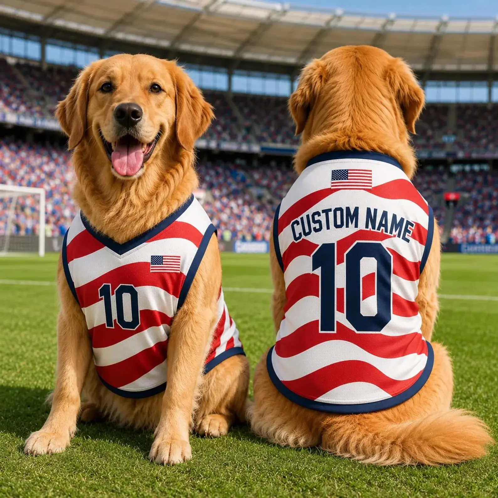USA Dog Jersey, Personalized Dog Shirt, Custom Soccer Pet Clothes, Golden Retriever Shirt, Dog Clothes Custom Name