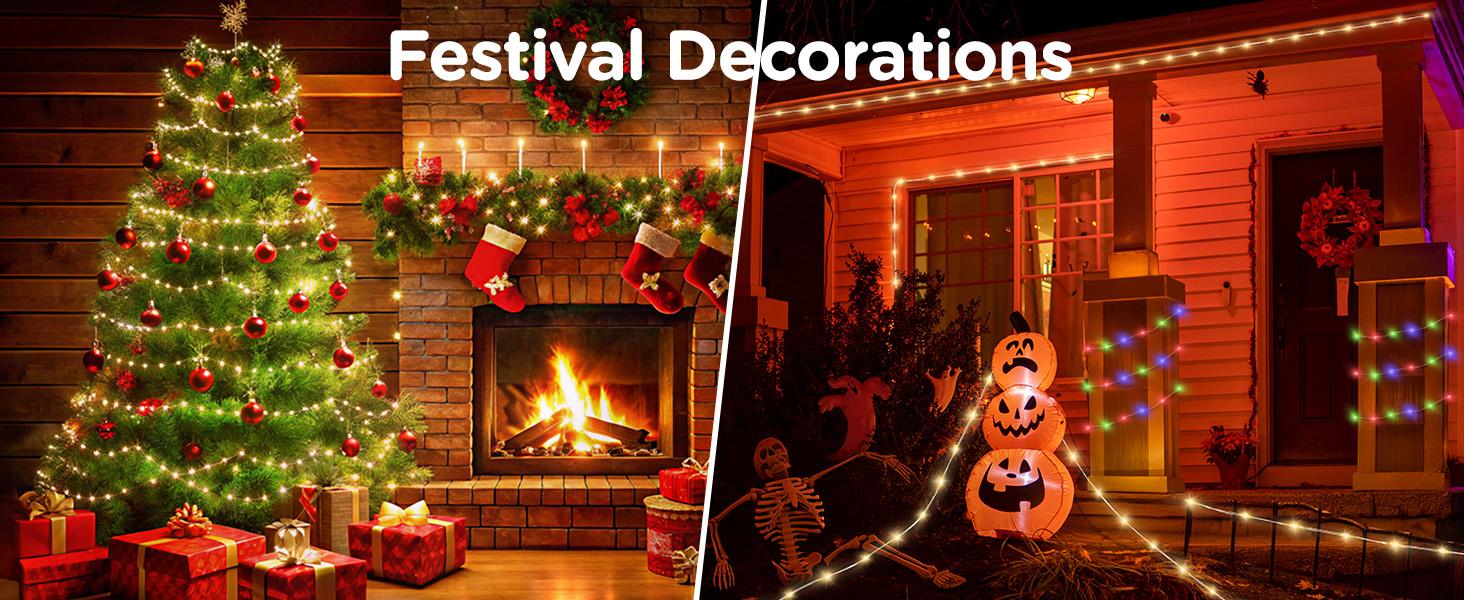 XTAUTO 4 in 1 Quick Storage LED Camping String Lights, 8 Lighting Modes Waterproof Portable Tent Lights, Outdoor Patio Garden Party Halloween Emergency Camping Essentials