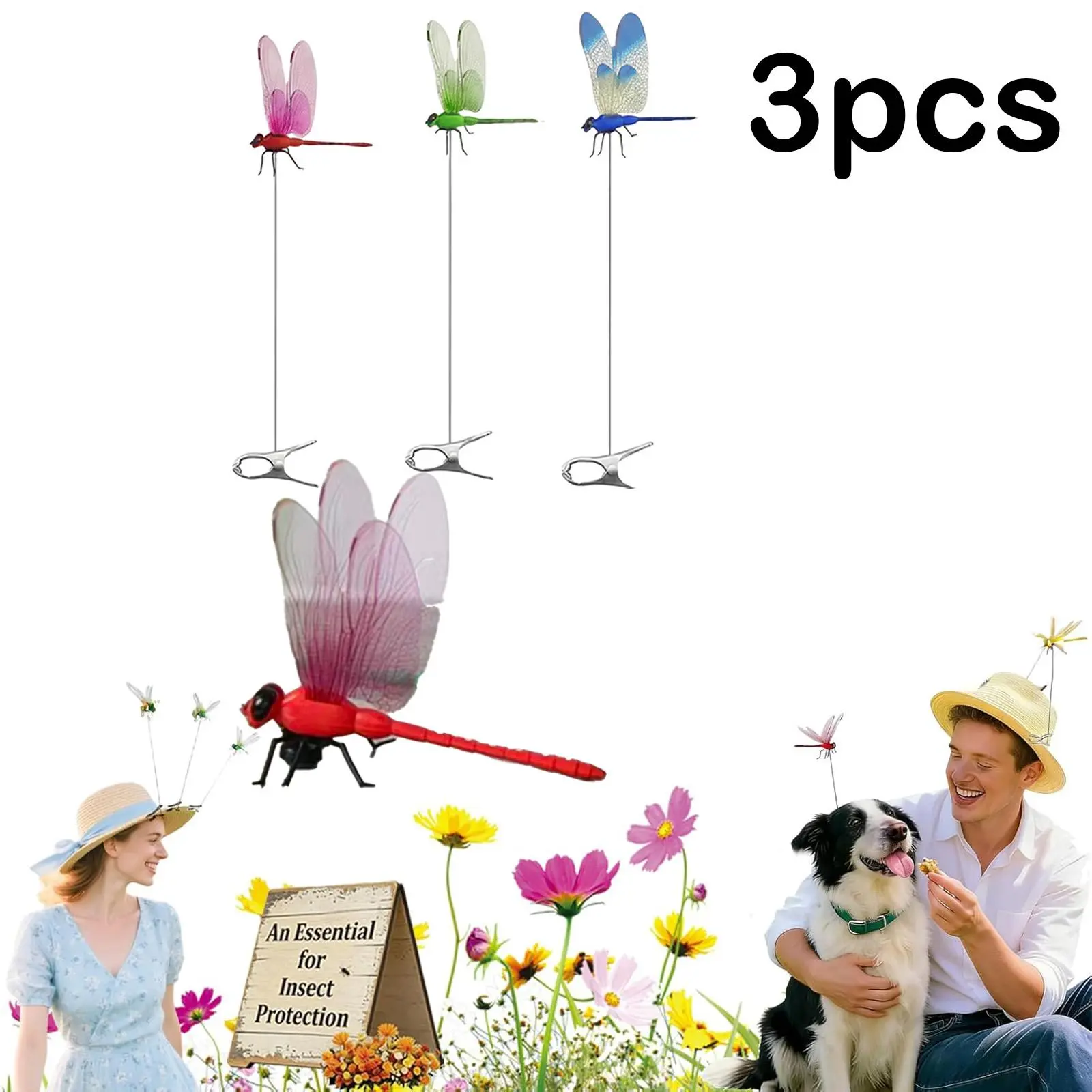 Dragon Fly Clips for Bugs Repellent – Natural Pest Control Outdoor Hanging Ornament for Garden, Patio, Camping – No Sprays, No Chemicals, Just Predator Logic