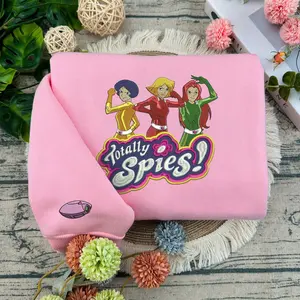 Totally Spies Embroidery Sweatshirt, Cartoon Embroidered Sweatshirt, Lovely Couple Hoodie, Womenswear Long Sleeve Embroidery Sweatshirt, Matching Friends Sweaters, Gift for Cartoon Lovers, Gift For Her